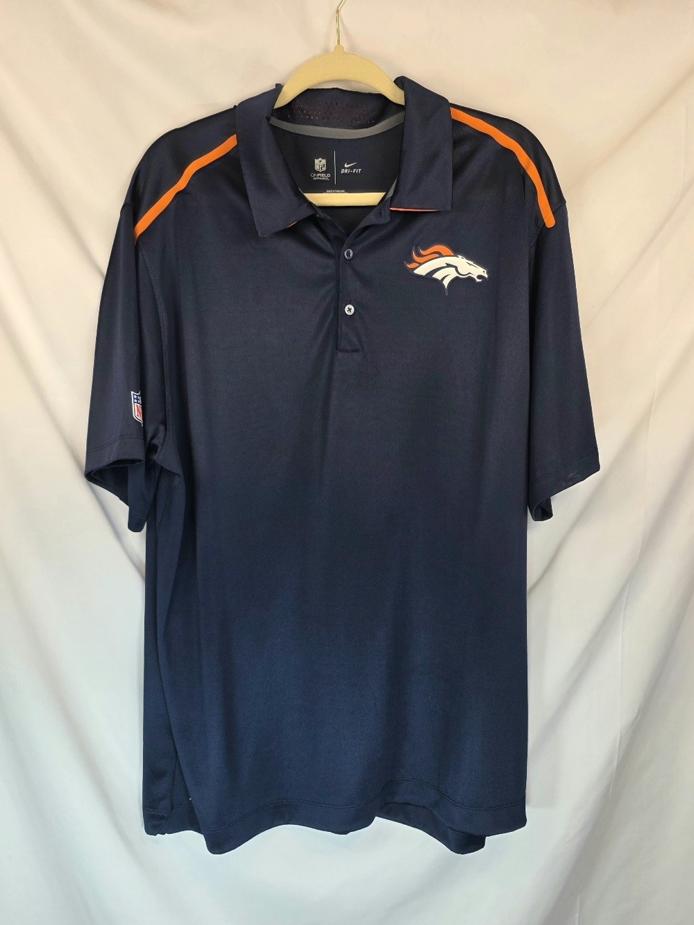 Nike Dri-FIT Denver Broncos NFL Polo Shirt Mens XXL Navy Blue Sideline Athletic